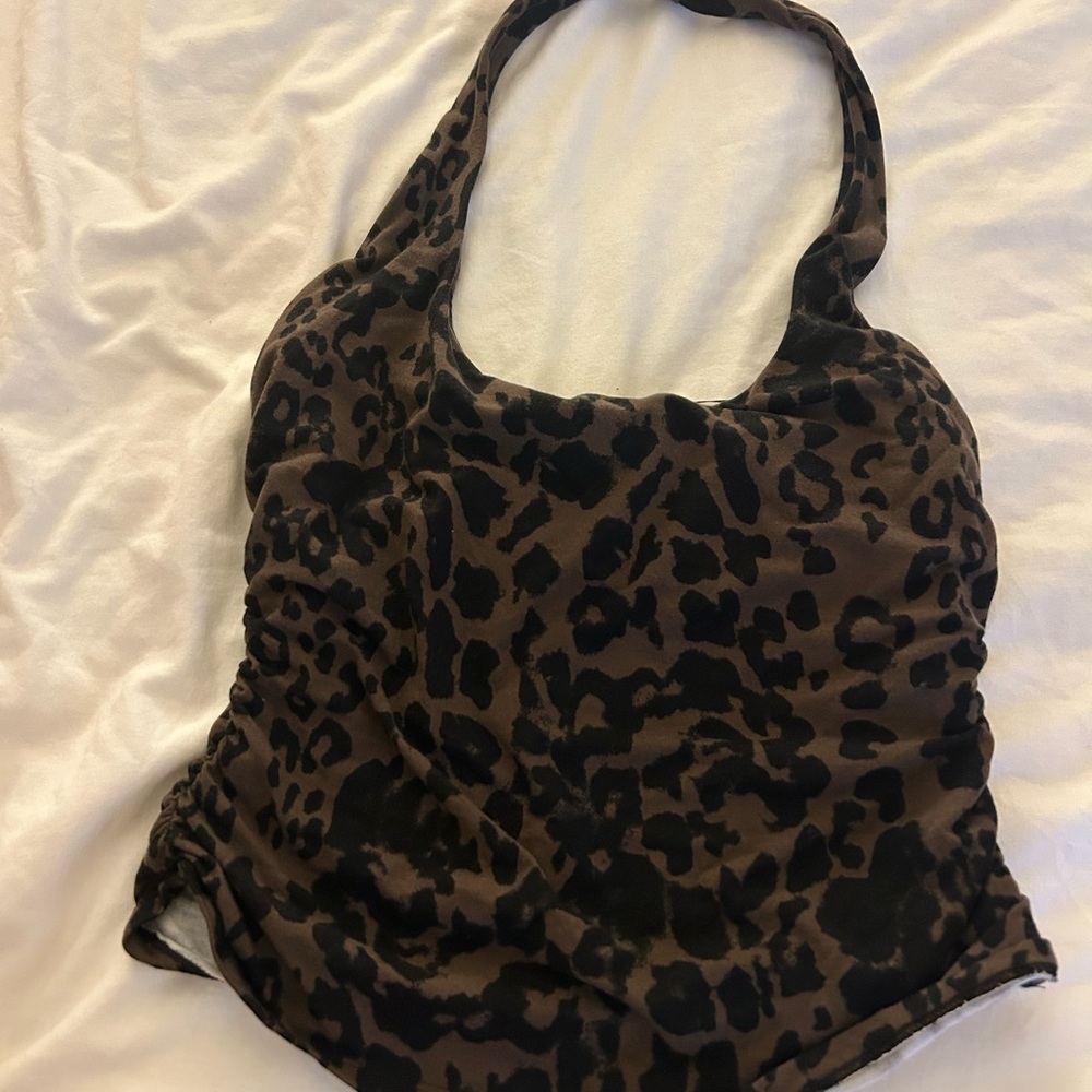 Reformation Leopard Print Halter Top
